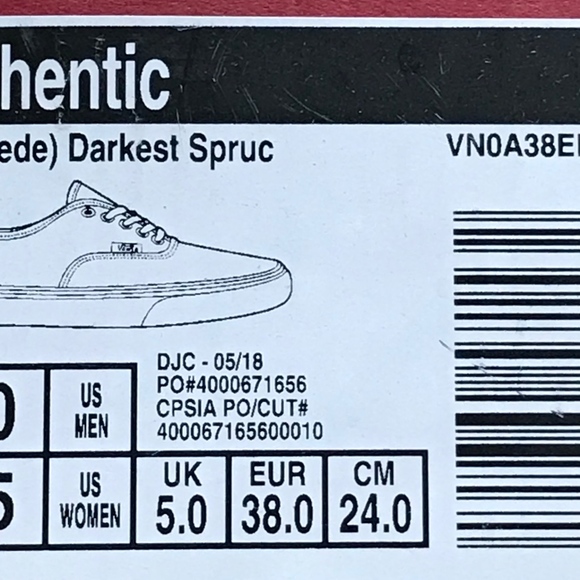 Vans Authentic Pig Suede Darkest Spruc Shoes - Picture 8 of 8